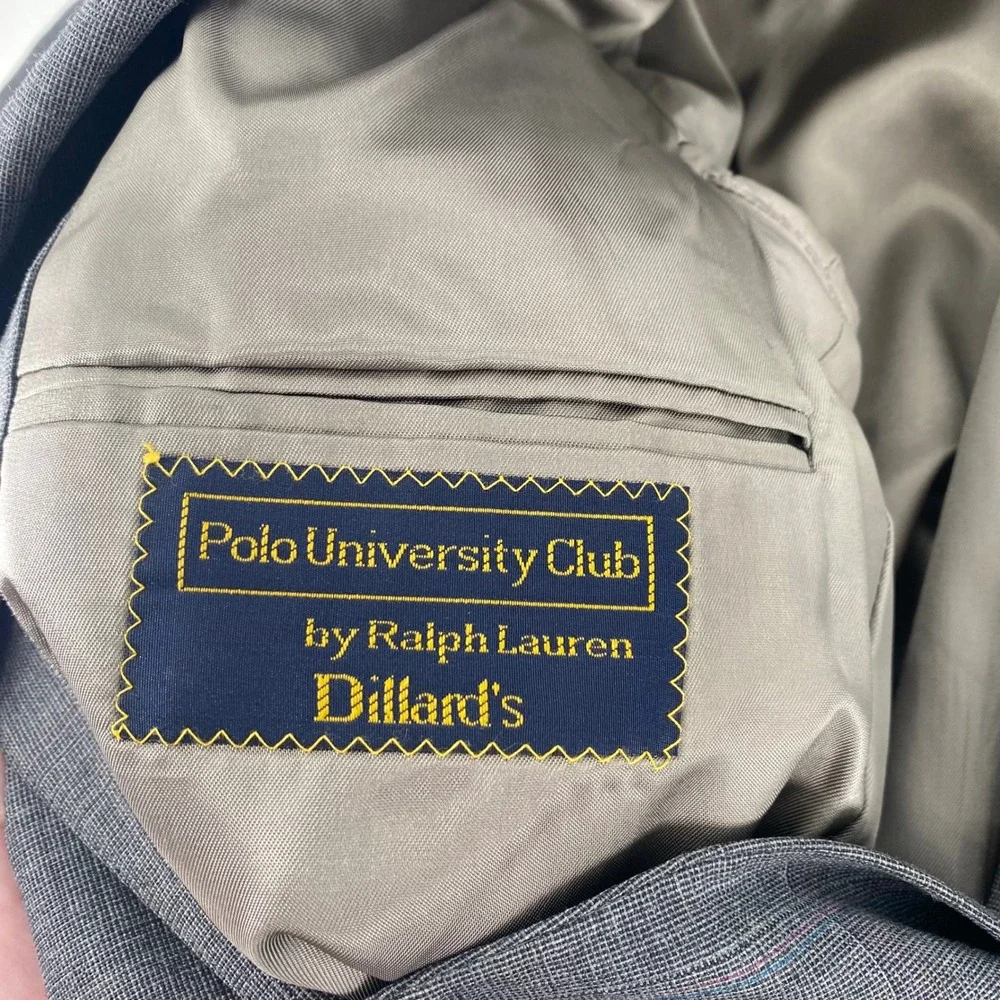 Polo University Club by Ralph Lauren  Mens Gray Plaid Sport Coat Blazer Size 44R